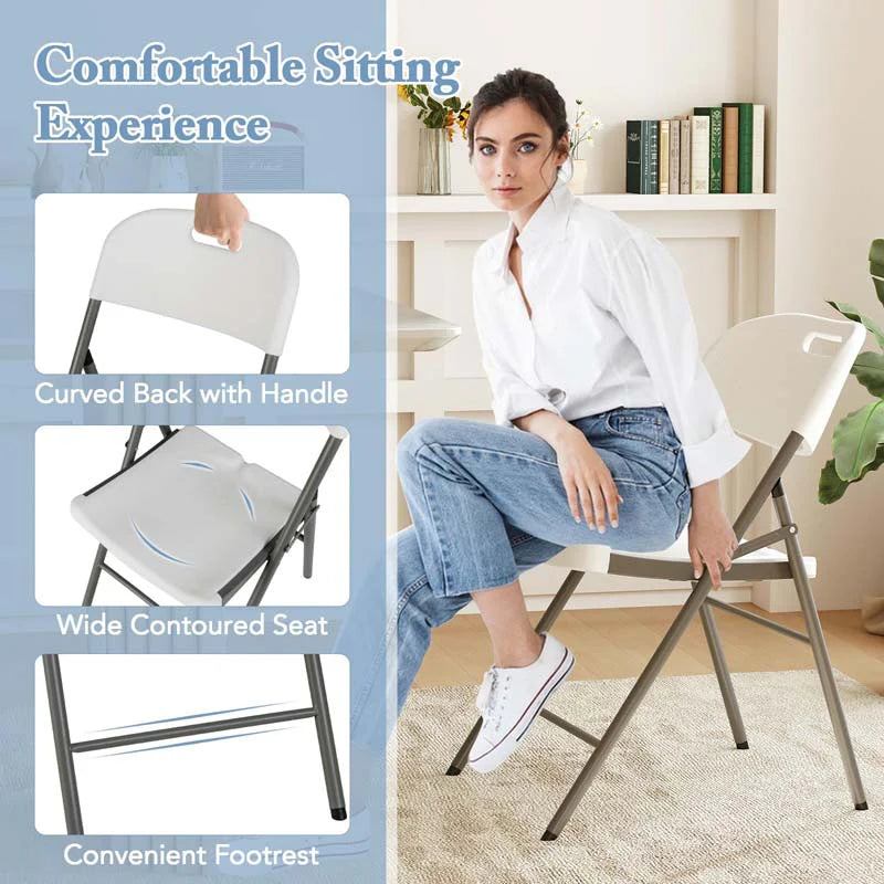 4/8/12 Pack HDPE Plastic Folding Chairs, Waiting Room Chairs with Metal Frame, Portable Banquet Chairs - Product image 10