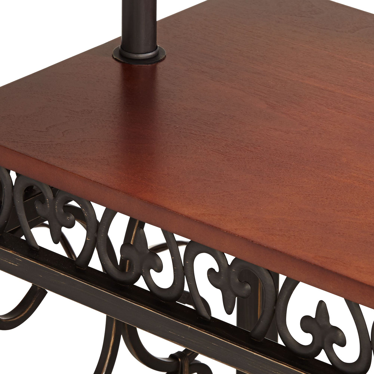 Regency Hill Travata Rustic Vintage Floor Lamp with End Table 54" Tall Bronze Scrollwork Swing Arm Burlap - Product image 4