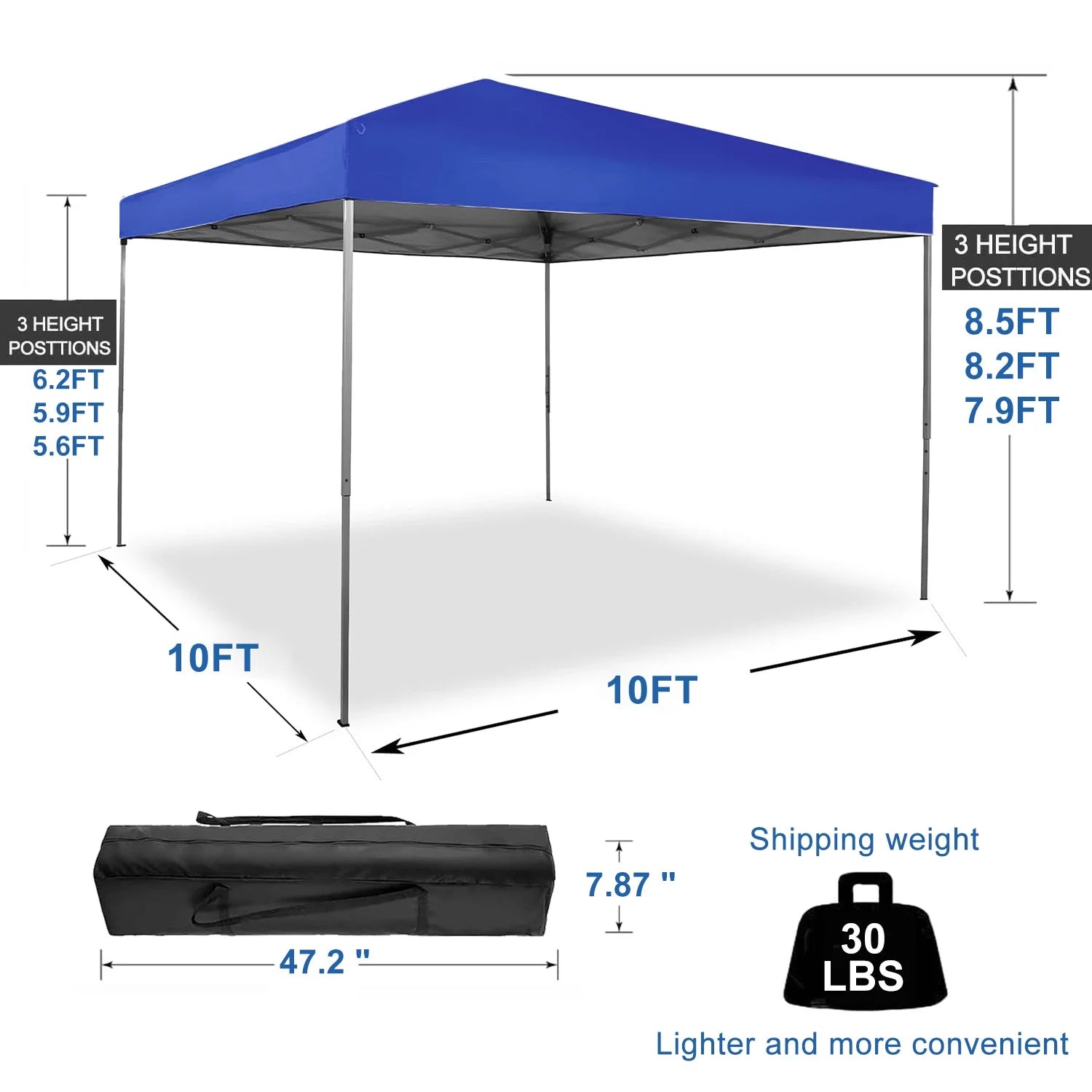 GVDV Canopy Tent, 10x10 Ft Easy Pop up Outdoor Canopy Tent, Portable Straight Leg Gazebo Instant Canopy - Product image 2