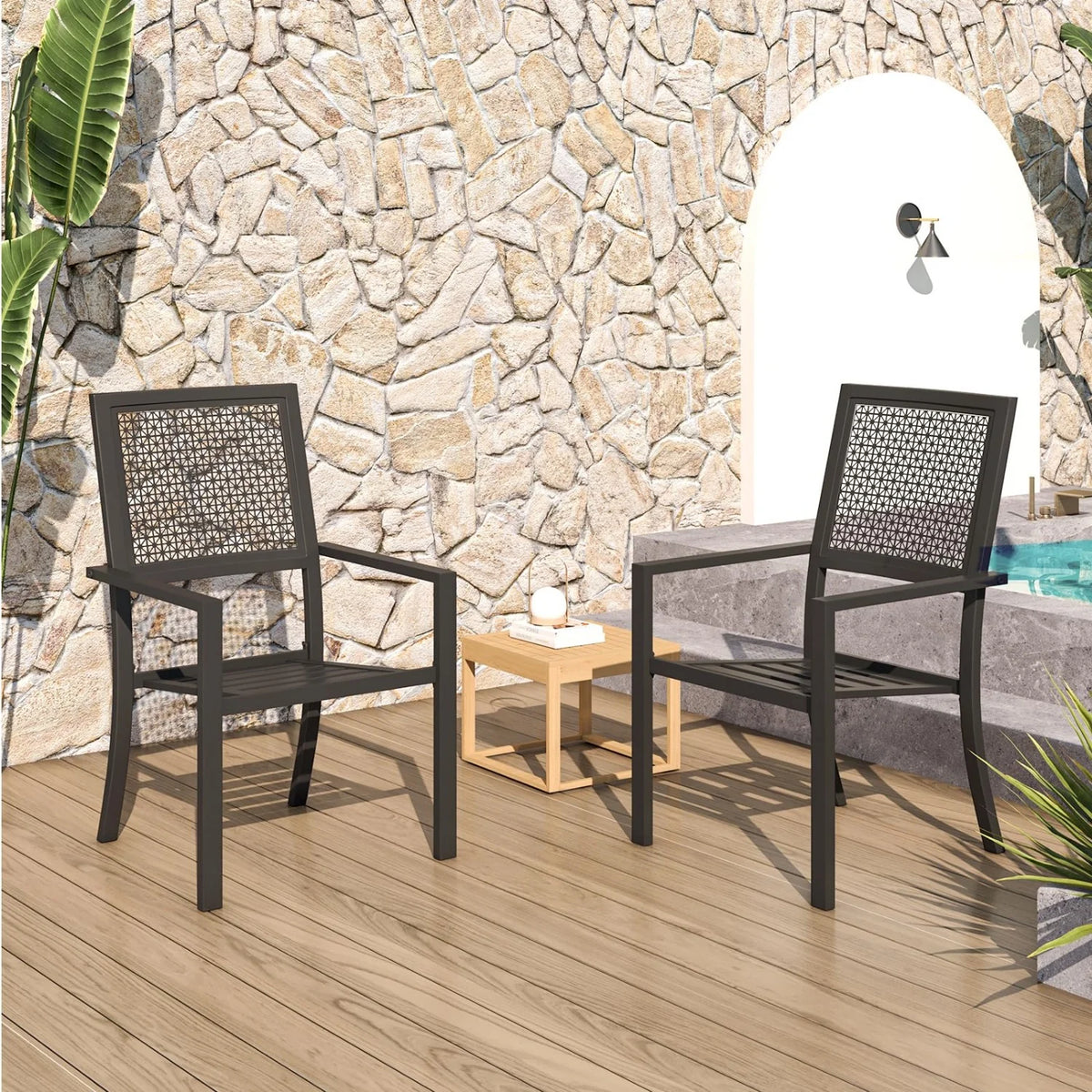AECOJOY Outdoor Patio Dining Chairs with Armrest, Stackable Arm Chairs - Product image 9