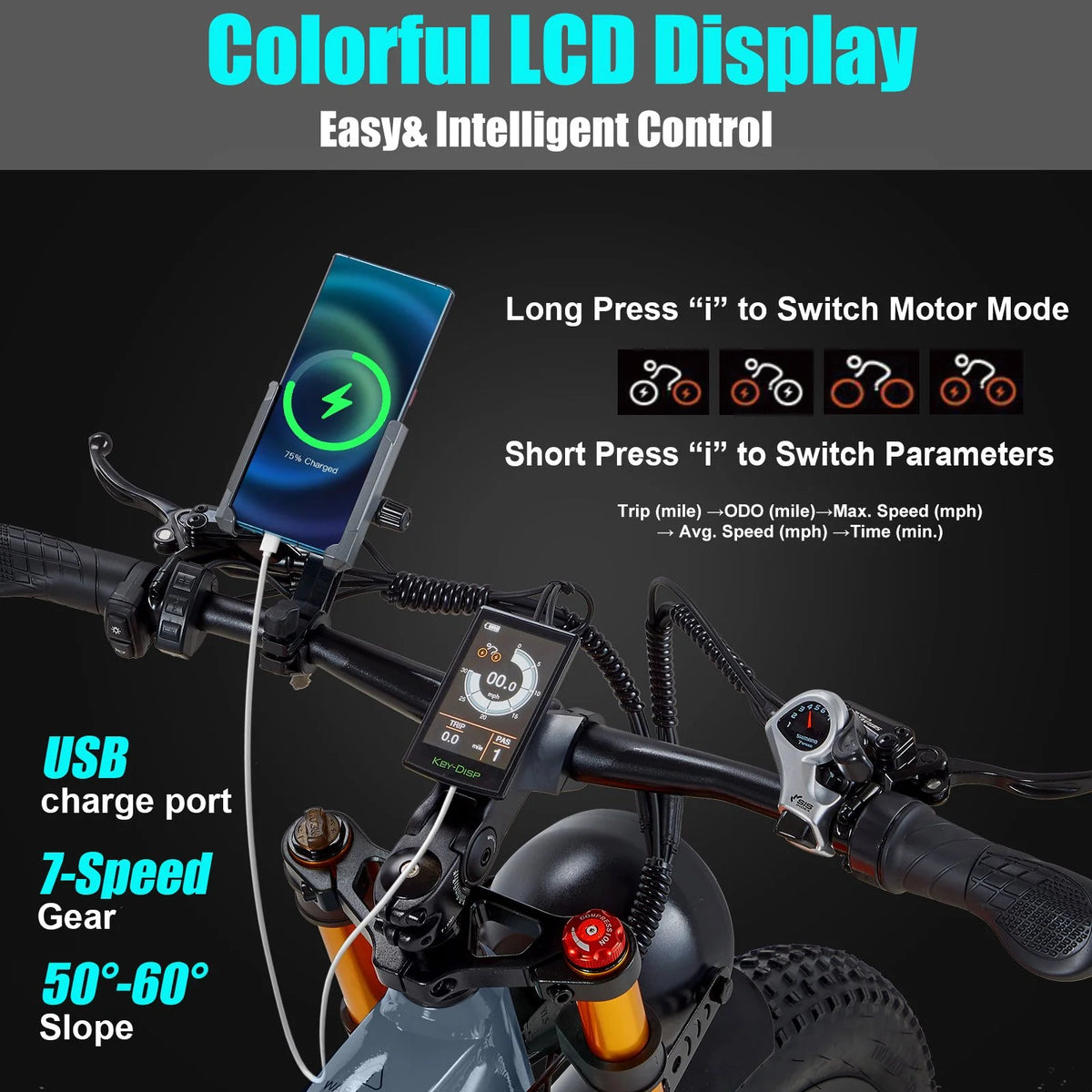 Electric Bike for Adults 26'', 1000W E - Mountain Bike 48V 30/20ah UL2849 Removable Battery - Product image 27