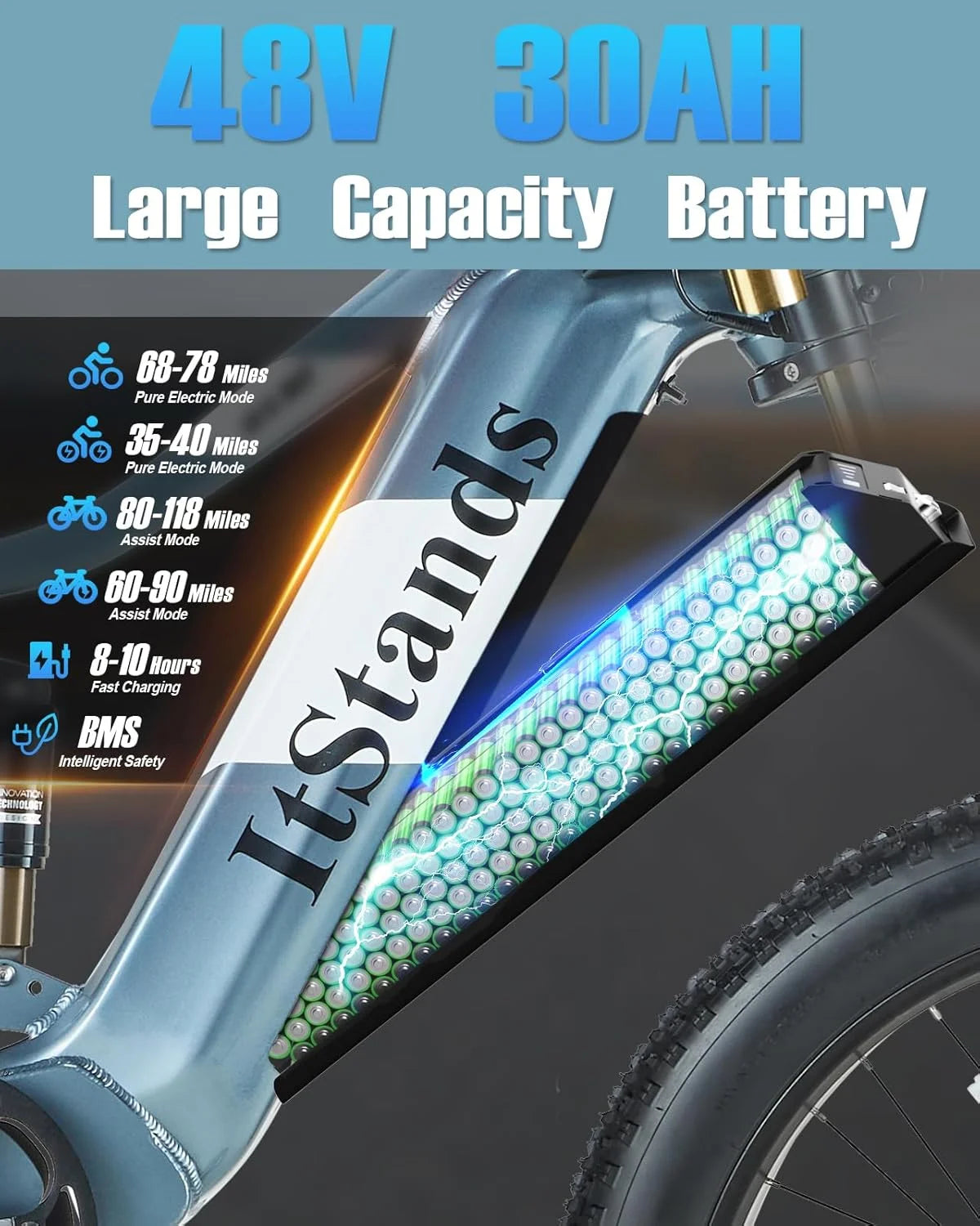 Electric Bike for Adults 26'', 1000W E - Mountain Bike 48V 30/20ah UL2849 Removable Battery - Product image 24
