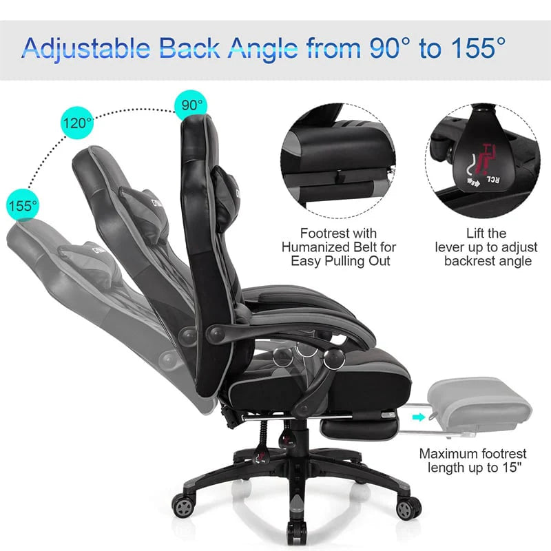 Ergonomic Gaming Chair Recliner with Footrest, Linkage Armrests & Lumbar Support - Product image 40