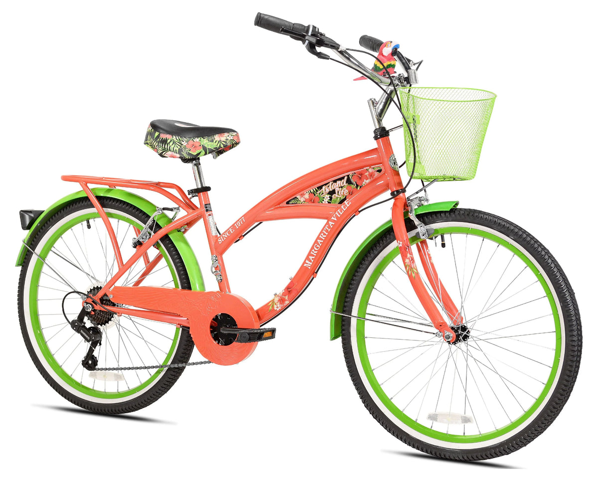 Margaritaville 24" Island Life Multi Speed Girl'S Bike, Coral/Green - Product image 1