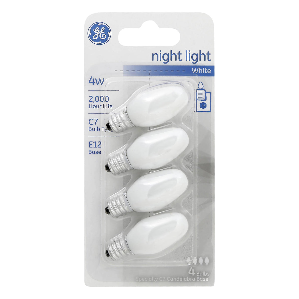 GE Nightlight Incandescent Light Bulb, White, 4W - 4 pack - Product image 1