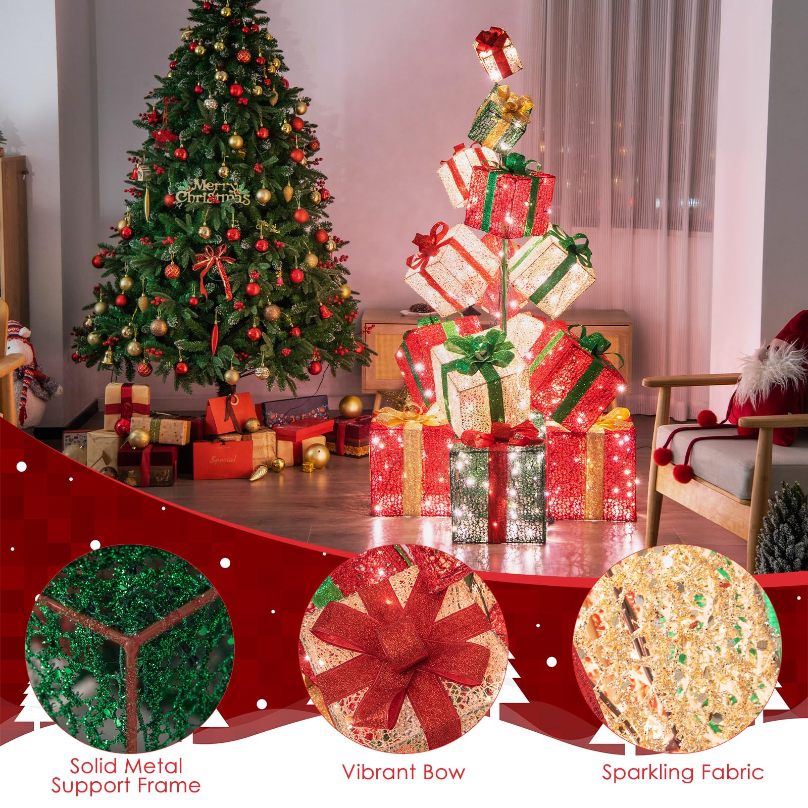 Tangkula 5.6 FT Christmas Lighted Gift Box Tower - Product image 3