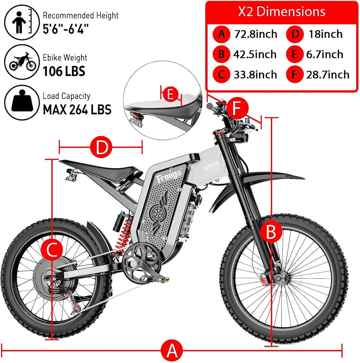 6000W(Peak) Motor 60V/35ah Battery, Freego X2pro Electric Motorcycle for Adults - Product image 19