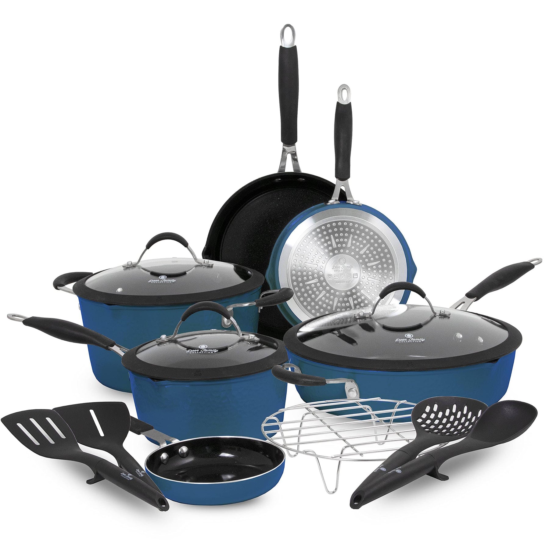 Paula Deen DFCW12SB Family 14 Piece Ceramic Non-Stick Cookware Set 100% PFOA-Free and Induction Ready - Product image 1