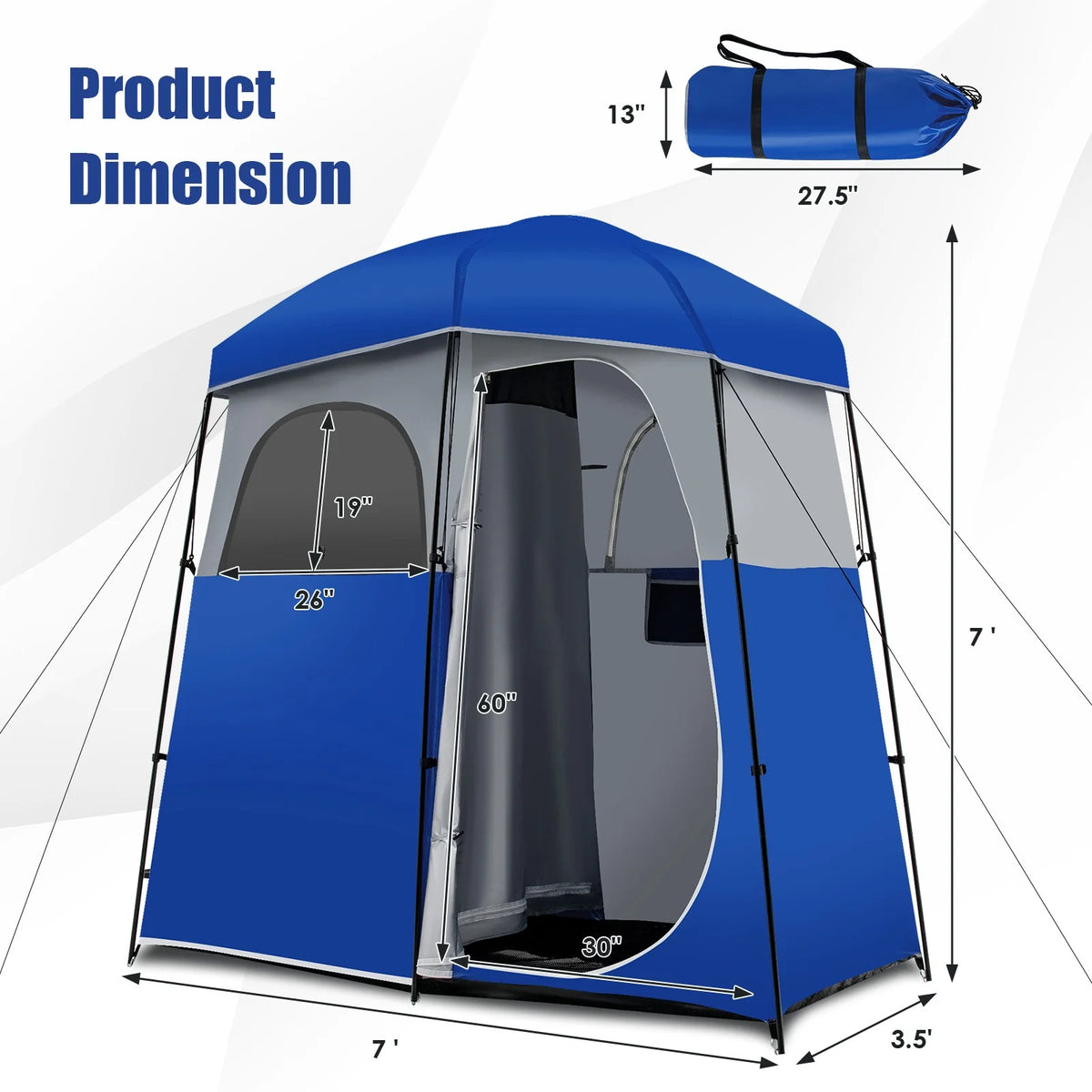 Favory Double - Room Shower Tent, Oversize Space Privacy Shelter for Camping with Floor - Product image 11