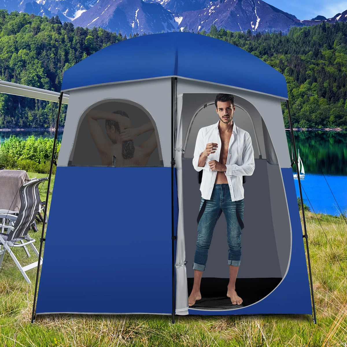 Favory Double - Room Shower Tent, Oversize Space Privacy Shelter for Camping with Floor - Product image 14