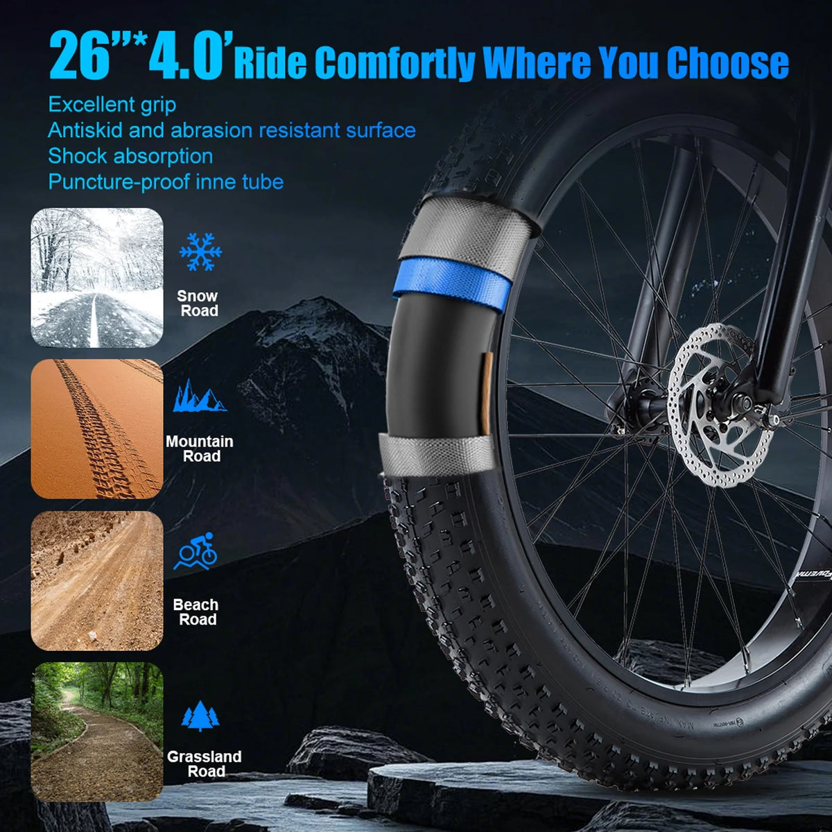 Electric Bike for Adults 26'', 1000W E - Mountain Bike 48V 30/20ah UL2849 Removable Battery - Product image 18