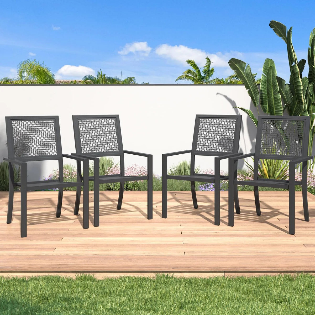 AECOJOY Outdoor Patio Dining Chairs with Armrest, Stackable Arm Chairs - Product image 7