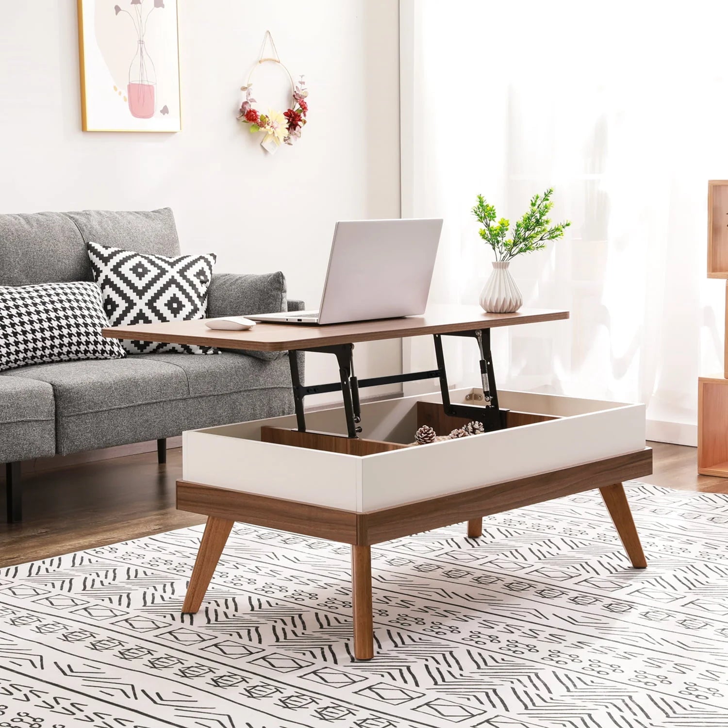 Bidiso Lift Top Coffee Table, Easy - to - Assembly Center Table with Hidden Storage Compartment - Product image 9